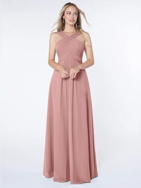 bride with champagne bridesmaid dresses Abbie Dress in Champagne main image 0